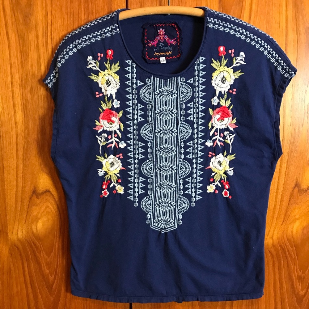 JOHHNY WAS Embroidered Tunic Top